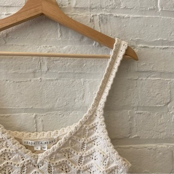 Veronica Beard || Oswald Knit Tank Scalloped Ivory Cream Medium