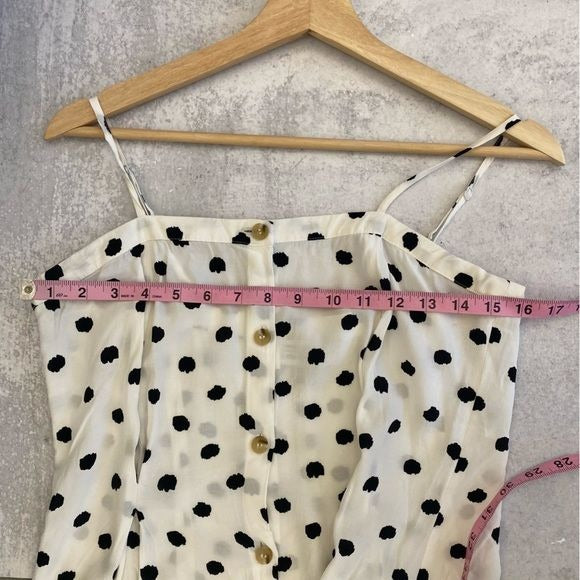 & Other Stories || Polka Dot Button Front Midi Dress Slits White + Black 8