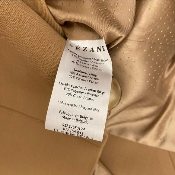 Sezane || Christie Blazer Double Breasted Camel Tan 38 US 6 NWT