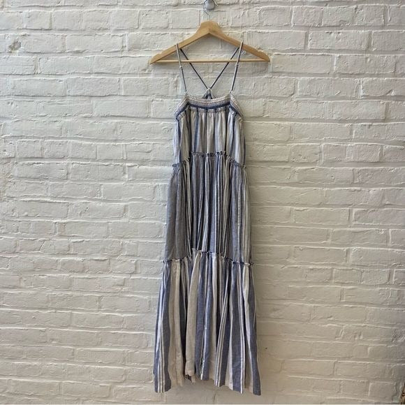 J. Crew || Chambray Stripe Tiered Dress XS