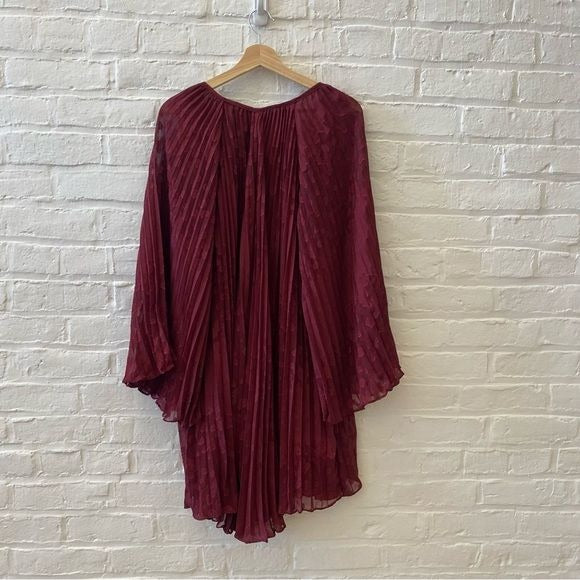 Anthropologie || Toulon Pleated Swing Dress Burgundy Medium NWT