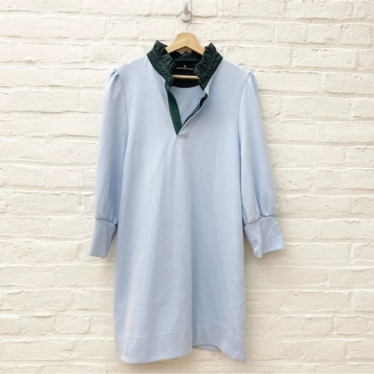 Tuckernuck || Pomander Place Charlotte Terry Ruffle Collar Dress Blue Green L