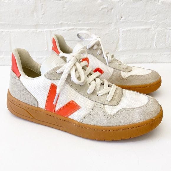 Veja || V-10 Sneakers White Orange Fluo Natural 38