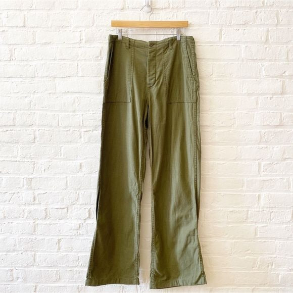 R13 || Wide-leg Utility Pants in Olive Green 28