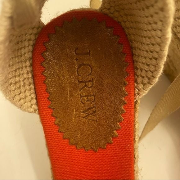 J. Crew || Sardinia Lace-up Tie Espadrille Wedges Modern Red Orange 7