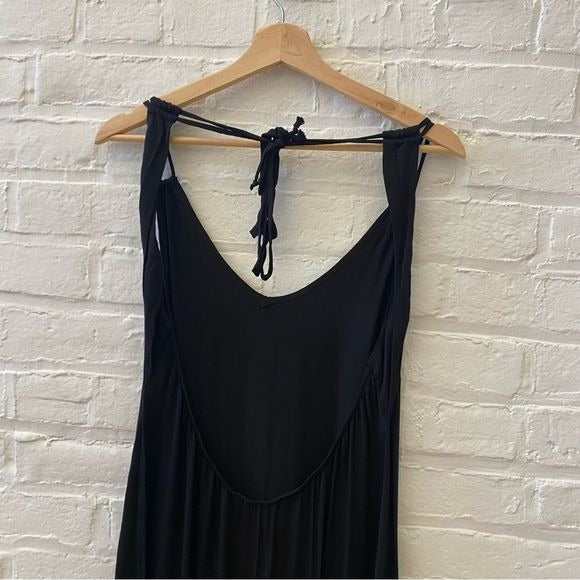 Anthropologie || Shoreline Tie Open Back Maxi Dress Black Small