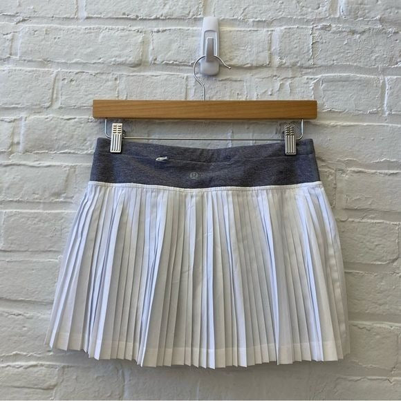 Lululemon || Pleat to Street Skirt Skort Shorts Tennis Running White Grey 4