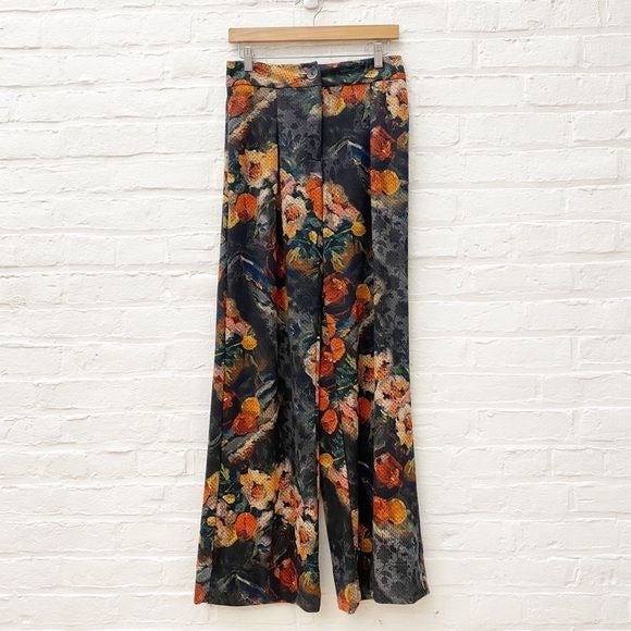 Anthropologie || Eva Franco Simone Watercolor Floral High Rise Trouser Small