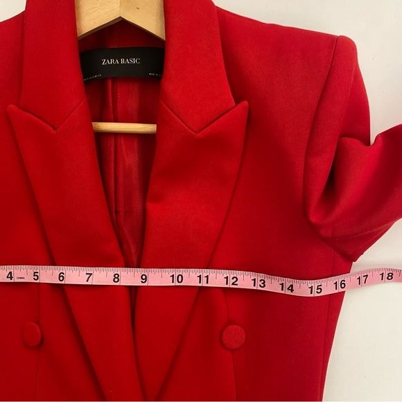 Zara || Longline Double Breasted Blazer / Mini Dress Red XS