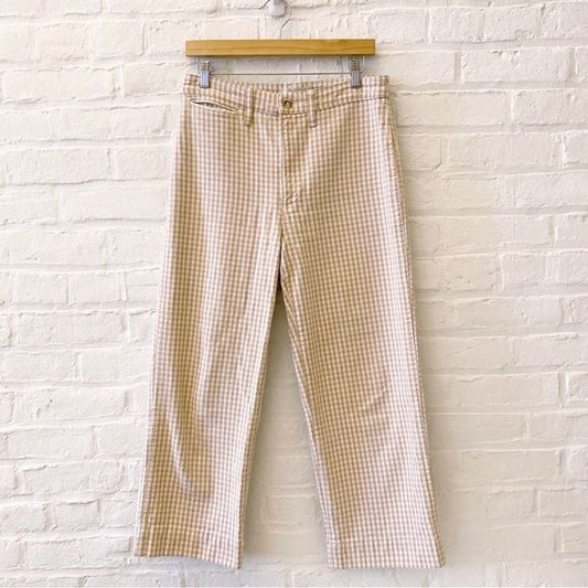 Madewell || Slim Emmett Wide Leg Pants Melange Check Gingham Earthen Sand Tan 28