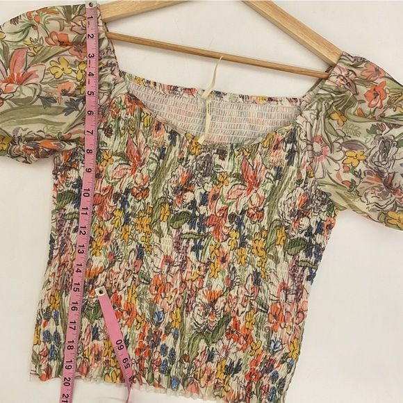 Anthropologie || Aurelia Mocked Floral Puff Sleeve Top Small