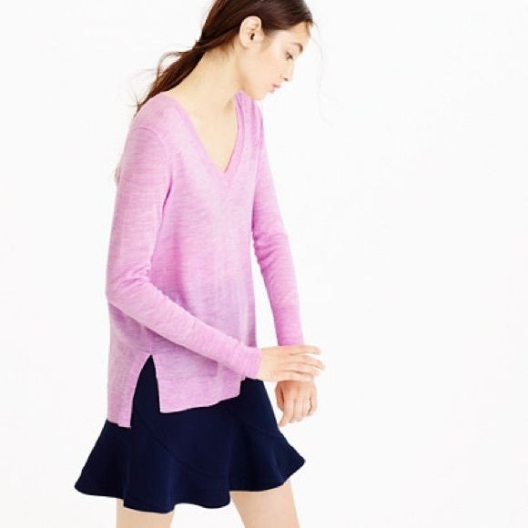 J. Crew || Merino V-Neck Tunic Sweater Lilac XS