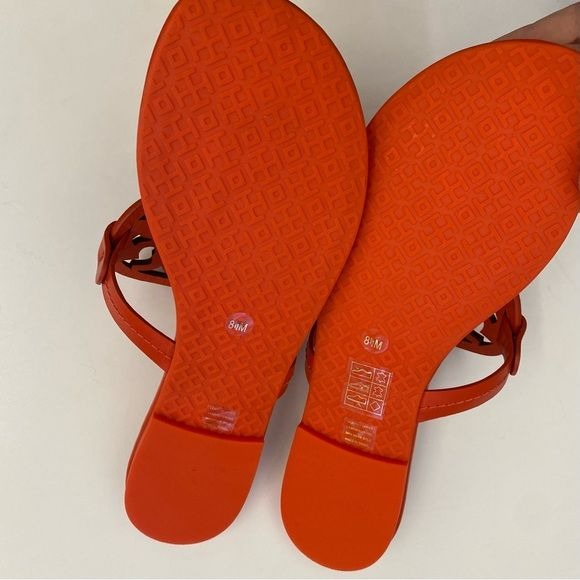 Tory Burch || Miller Sandals Tejus Embossed Pomander Red Orange 8.5 NWOB