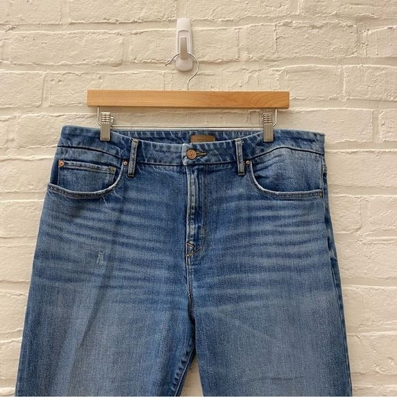 Porter Blue || Rebel Straight Leg Jeans Raw Hem 90s Organic Cotton Blue 32