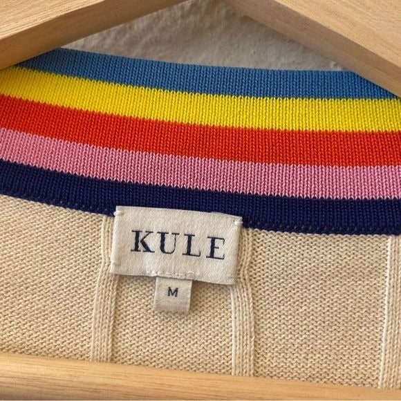 KULE || The Binx Striped Cardigan Rainbow Trim in Cream Medium