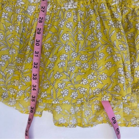 Ro's Garden || Sofia Tiered A-line Mini Dress Floral Block Print Yellow XS