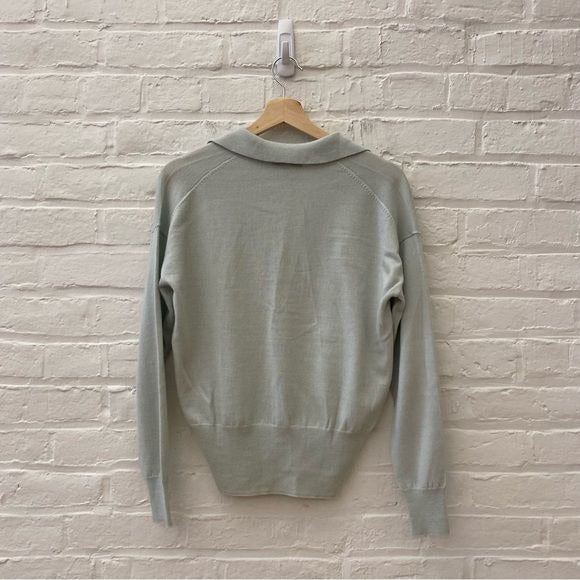 Madewell || Polo Sweater Collared V Neck Merino Wool Mint Seafoam Green Small