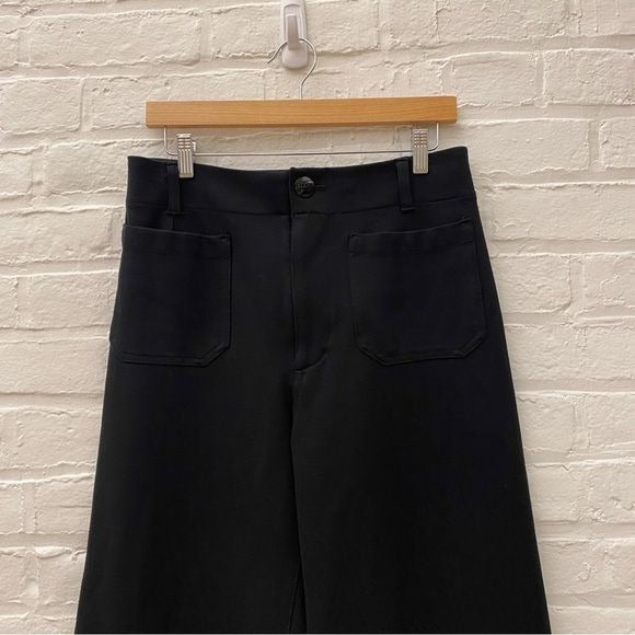 Anthropologie || Maeve Colette Cropped Wide-Leg Ponte Pants Black 30