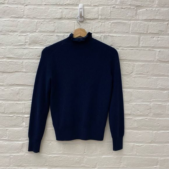 J.Crew || Ruffleneck Merino Wool Blend Sweater Navy XXS