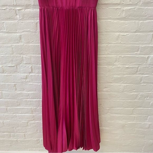 Anthropologie || Hutch Corset Pleated Braided Strap Gown Formal Maxi Pink Fuchsia 2