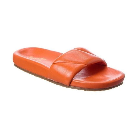 Seychelles || Trilogy Leather Slide Sandal Flat Slip On Deep Orange 6