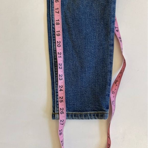 RE/DONE || 90s High Rise Ankle Crop Jeans in Mid 70s Wash Blue 24