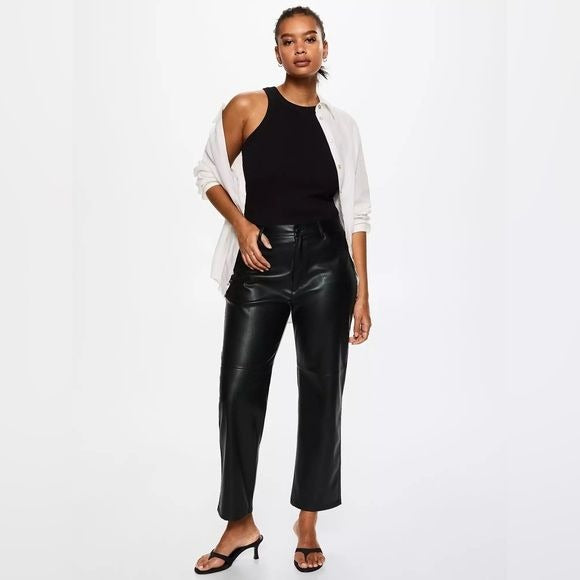 Mango || Lille Trousers Faux Leather Pants Black 18