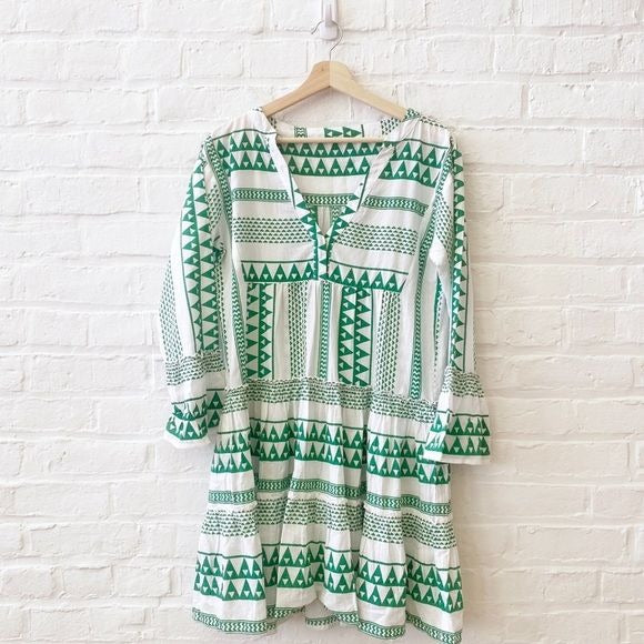 Tuckernuck || Bindi Salma Dress in Green White Print Tiered Mini XS