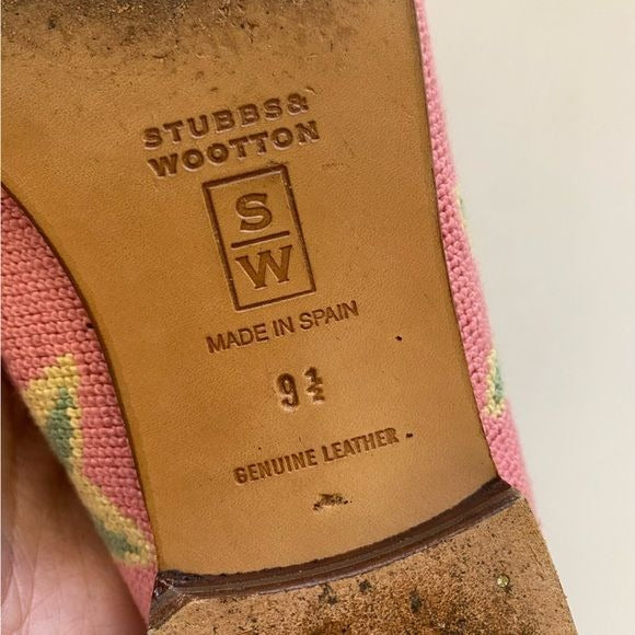 Stubbs & Wootton || Star Needlepoint Flats Pink Green Yellow 9.5