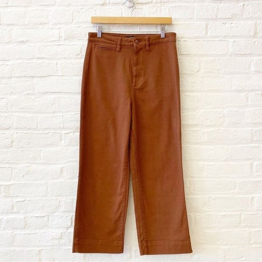 Quince || Cotton Twill Wide-Leg Crop Pants Rust Red Brown 29