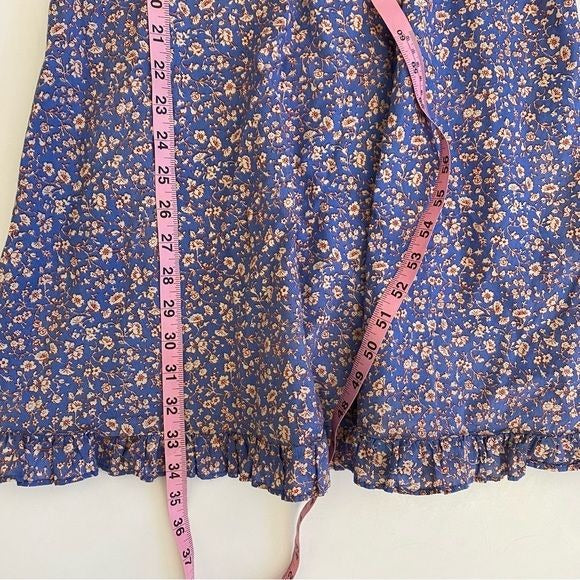 Madewell || Cami Ruffle-Hem Mini Dress in Summer Vines Blue Floral 2