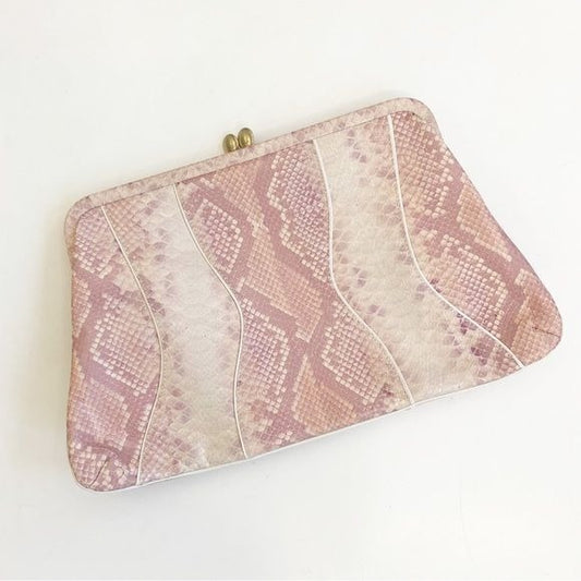 Via Spiga || Pink Snake Embossed Leather Clutch Handbag