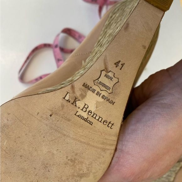 L.K. Bennett || Estela Espadrille Wedge Peeptoe Pump Nude Tan 41