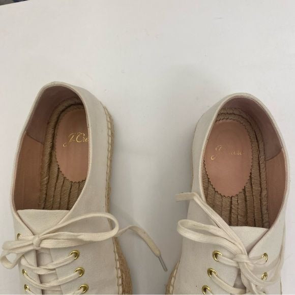 J. Crew || Canvas Espadrille Sneakers White Tan 8.5