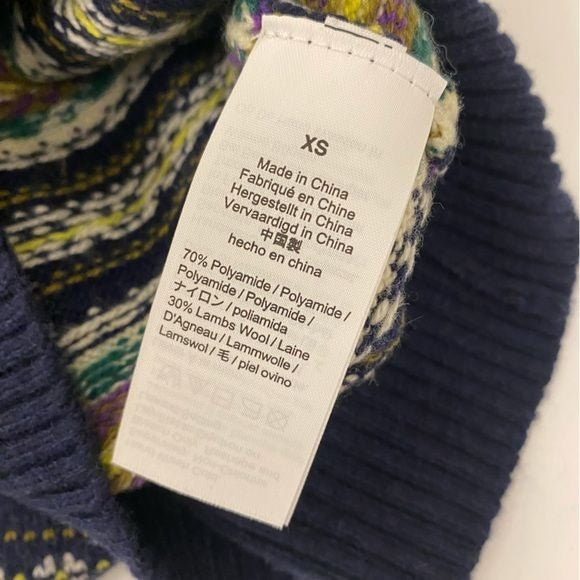 J. Crew || Striped Fair Isle Crewneck Sweater Navy XS