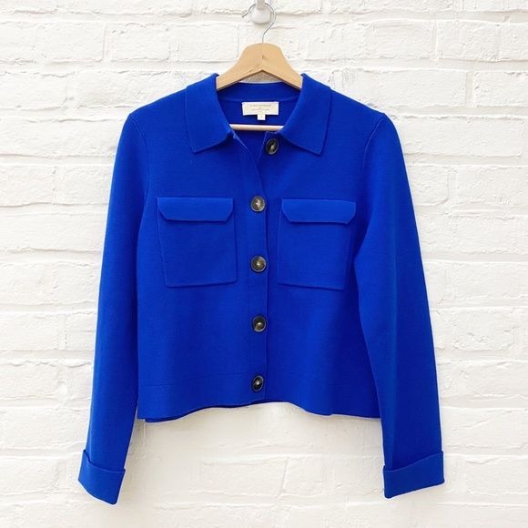 Sezane || Betty Cardigan Sweater Jacket Blazer Bright Blue Small