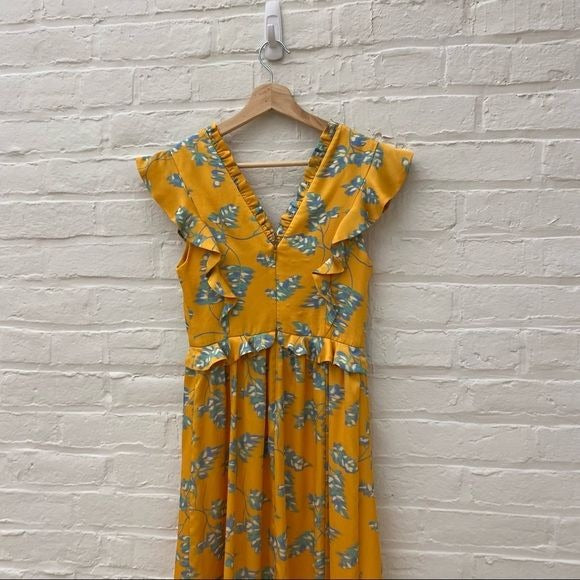 Three Floor || Lemonana Printed Satin Midi Dress UK 6 US 2