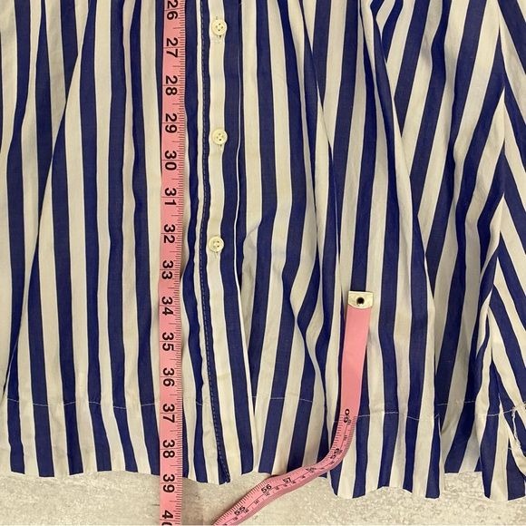 J. Crew || Belted Collared Shirtdress Blue + White Stripe 0