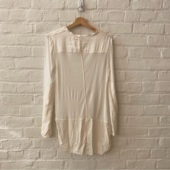 Rag & Bone || Riley Long Sleeve Top Silk Contrast Shoulder Off White Small