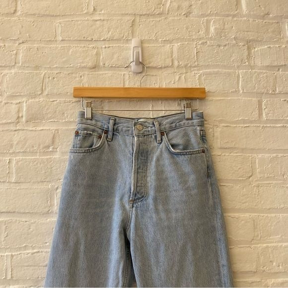 AGOLDE || 90's Pinch Waist Imitate Light Wash Distressed Hem Straight Jeans 25