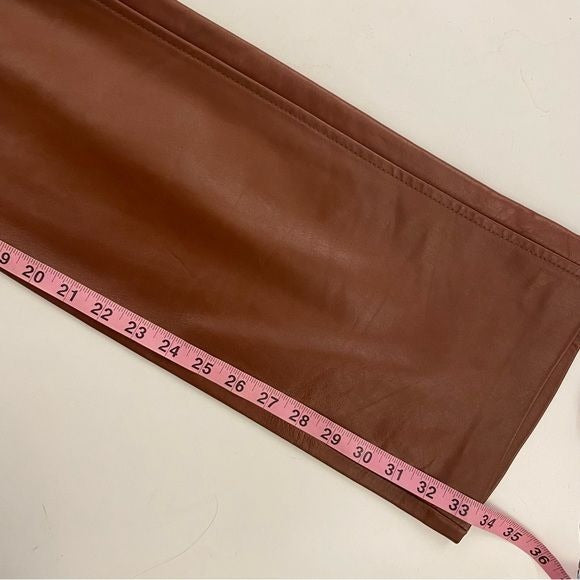 Escada || Cognac Lambskin Leather Pants Brown 34 US 2