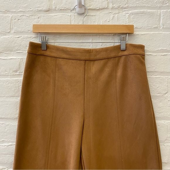 Ann Taylor || Faux Suede The Wide Leg Crop Pants Camel 8 NWT