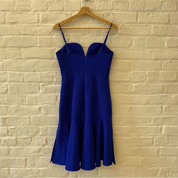 Milly || Kelly Sweetheart Fit & Flare Cocktail Dress Italian Cady Cobalt Blue 2