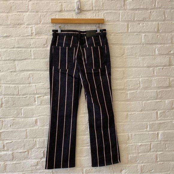 Madewell || Cali Demi-Boot Jeans Elsie Black Red Railroad Stripe Crop Flare 26