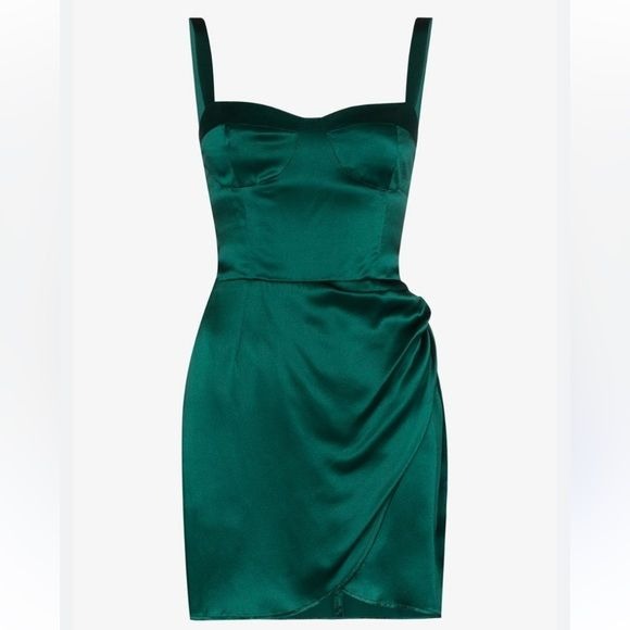 Reformation || Fonda Corset Silk Mini Dress Emerald Green 8