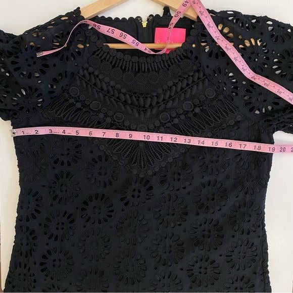 Lilly Pulitzer || Priscilla Long Sleeve Eyelet Dress Black 12