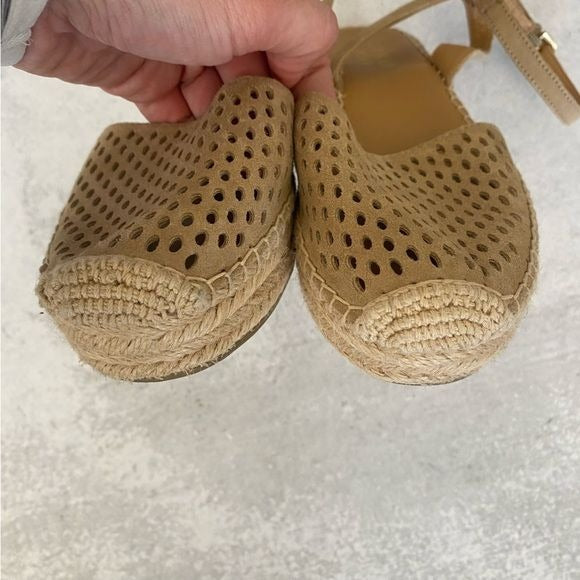 Franco Sarto || Lariza Perforated Espadrille Platform Sandal Perforated Tan 6