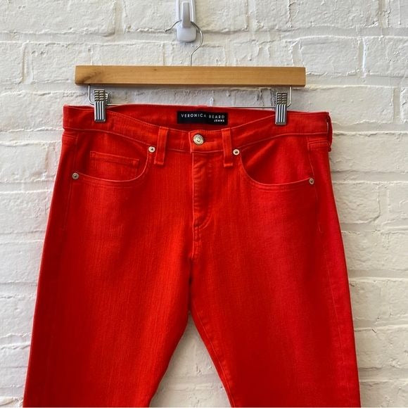 Veronica Beard || Brooke Cropped Jeans Neon Red 29