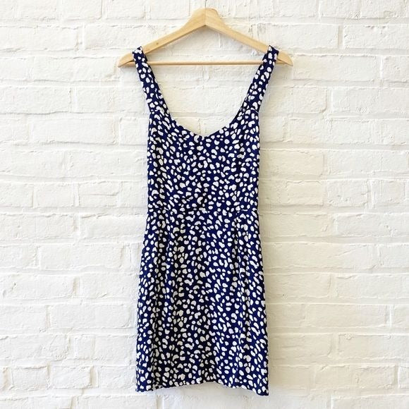 Reformation || Humphrey Mini Dress in Navy Splatter Dot 4