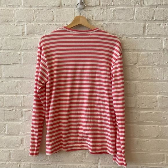 Comme des Garçons Play || Long Sleeve Pink Stripe Logo Tee Medium